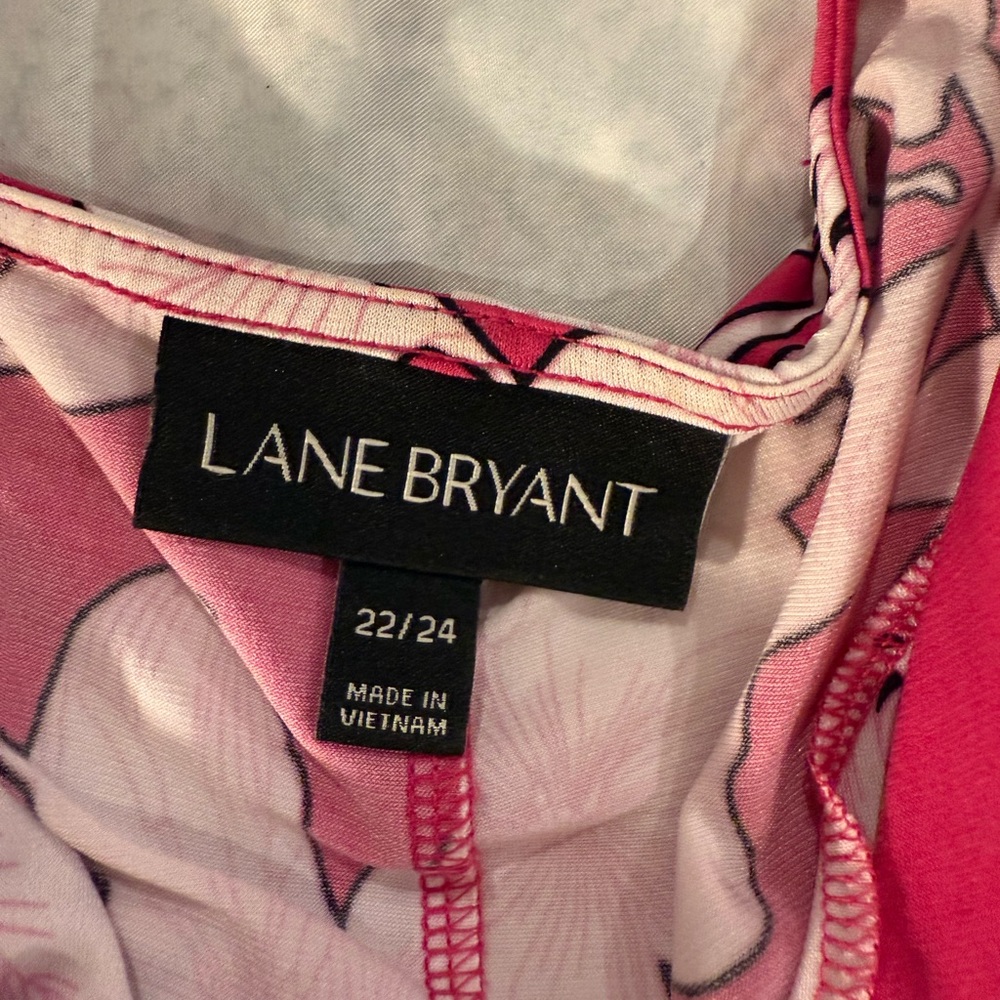Lane Bryant Pink and White Floral Blouse
